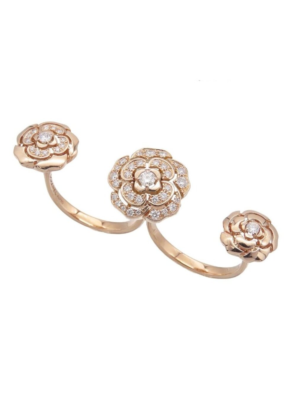 Chanel Camellia Ring Pink Gold 18K Diamond